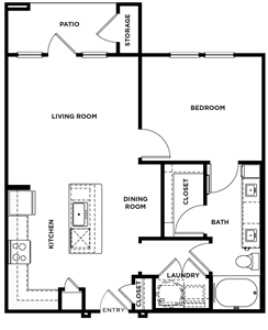 A1 - One Bedroom / One Bath - 750 Sq.Ft.*