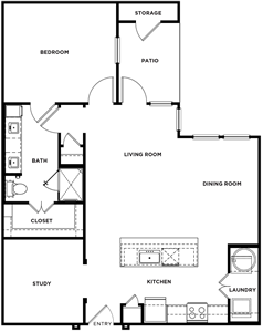 A2 - one Bedroom / One Bath - 972 Sq.Ft.*